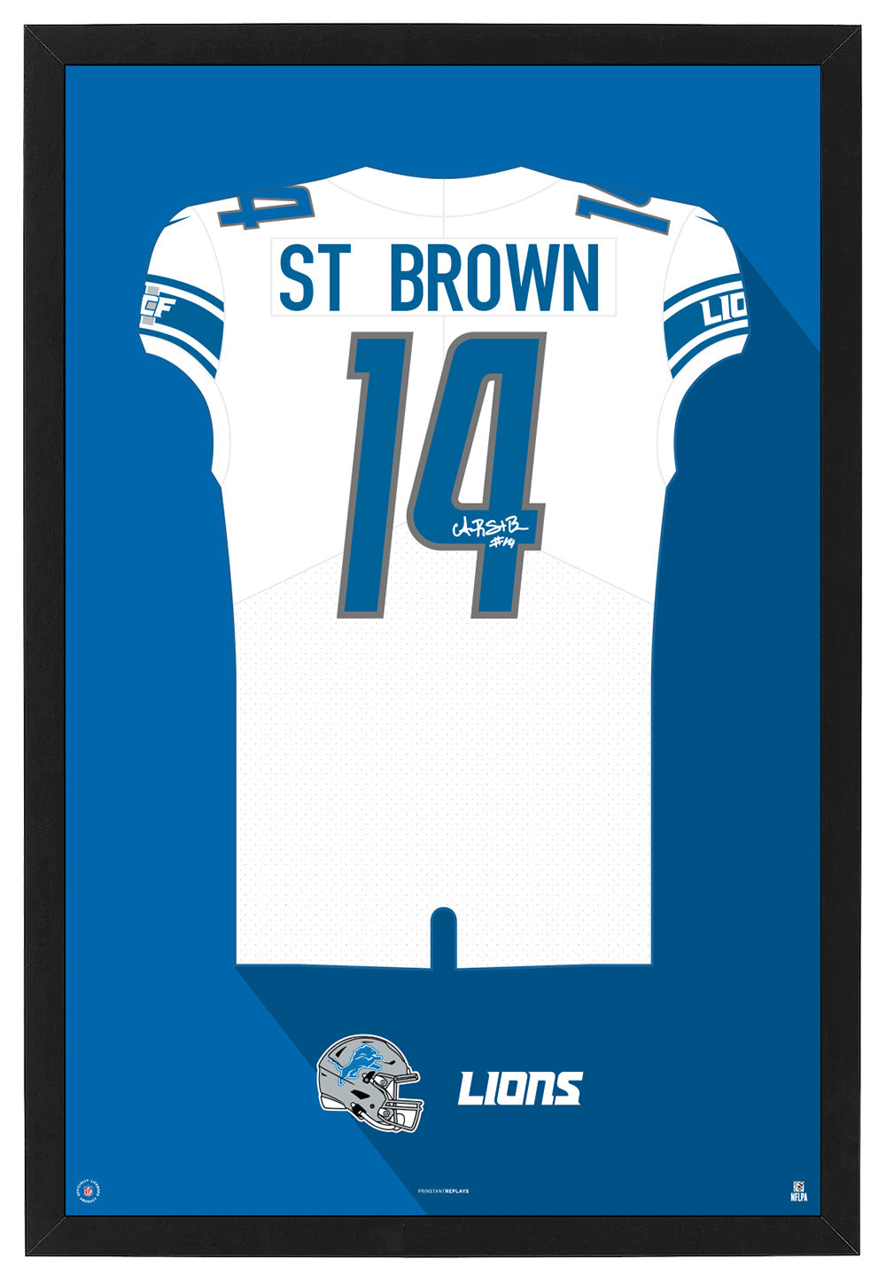 Detroit Lions Amon-Ra St. Brown Autographed Jersey Framed Print
