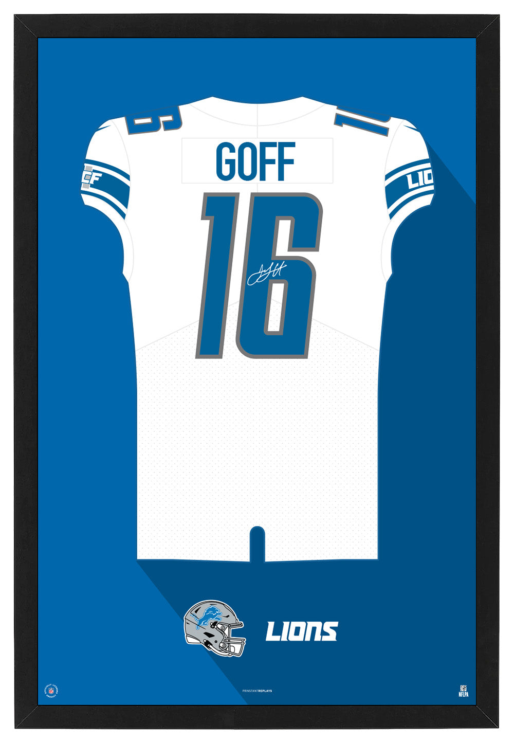 Detroit Lions Jared Goff Autographed Jersey Framed Print