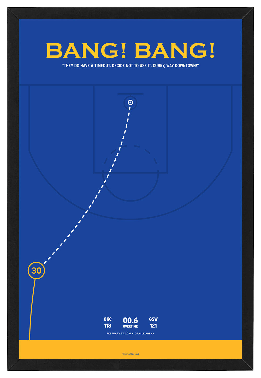 Warriors Steph Curry Bang Bang Framed Print