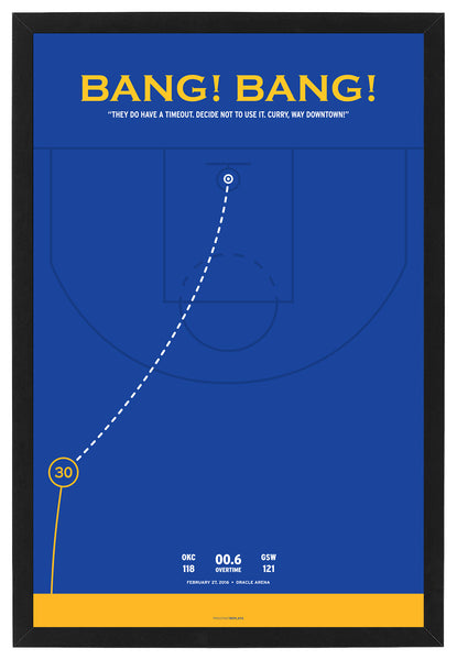 Warriors Steph Curry Bang Bang Framed Print