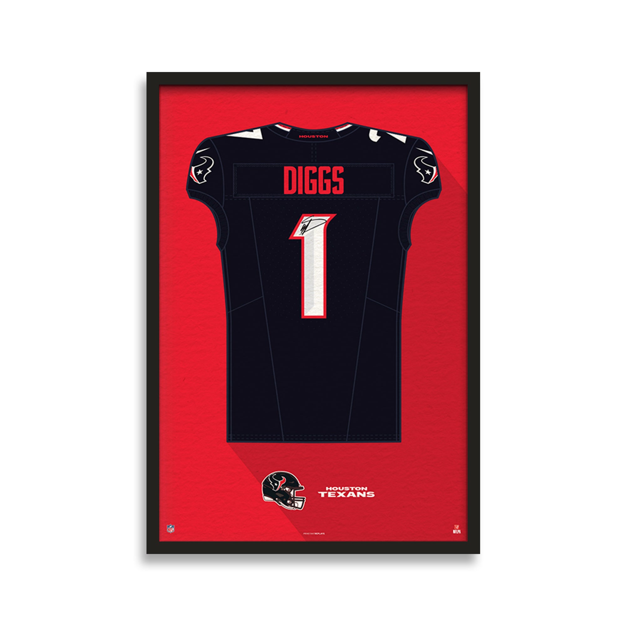 Houston Texans Stephon Diggs Autographed Jersey Framed Print